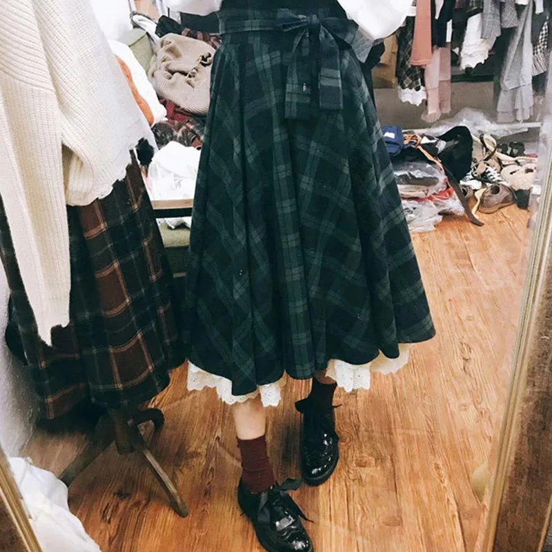 Japanese Preppt Style Plaid Skirt Women Clothing High Waist Bow Female Kawaii Cotton Skirts Mori Girl A187
Japanese Preppt Style Plaid Skirt Women Clothing High Waist Bow Female Kawaii Cotton Skirts Mori Girl A187
