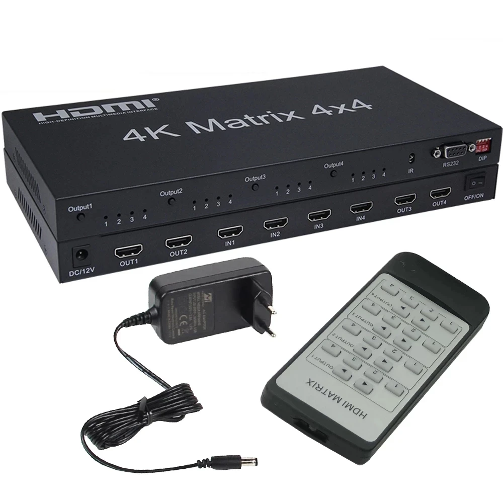 HDMI Matrix Switch 4 x 4 HDMI1.4 Switch Support 4K@30hz 3D - FullHD 1080p Support RS232 control-4 input 4 output Matrix Switch
HDMI Matrix Switch 4 x 4 HDMI1.4 Switch Support 4K@30hz 3D - FullHD 1080p Support RS232 control-4 input 4 output Matrix Switch
