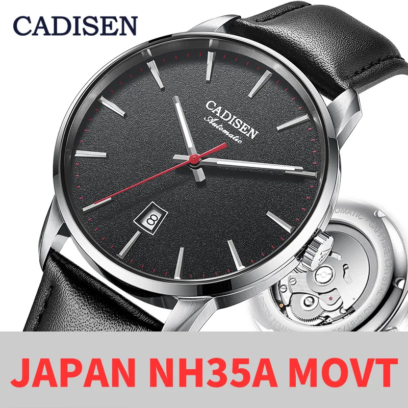 

CADISEN Men Watches Automatic Mechanical Top Brand Luxury Genuine Leather Clock Men Japan NH35A Sapphire Watch Relogio Masculino