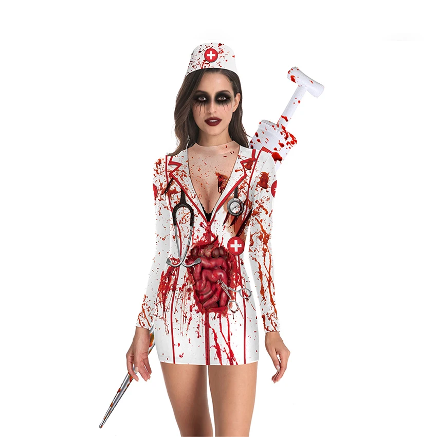 Bloody Nurse Skull Costumes Women Horror Terror Cosplay Halloween Costumes For Women Dresses Ghost Nurse Carnival Prop
Bloody Nurse Skull Costumes Women Horror Terror Cosplay Halloween Costumes For Women Dresses Ghost Nurse Carnival Prop