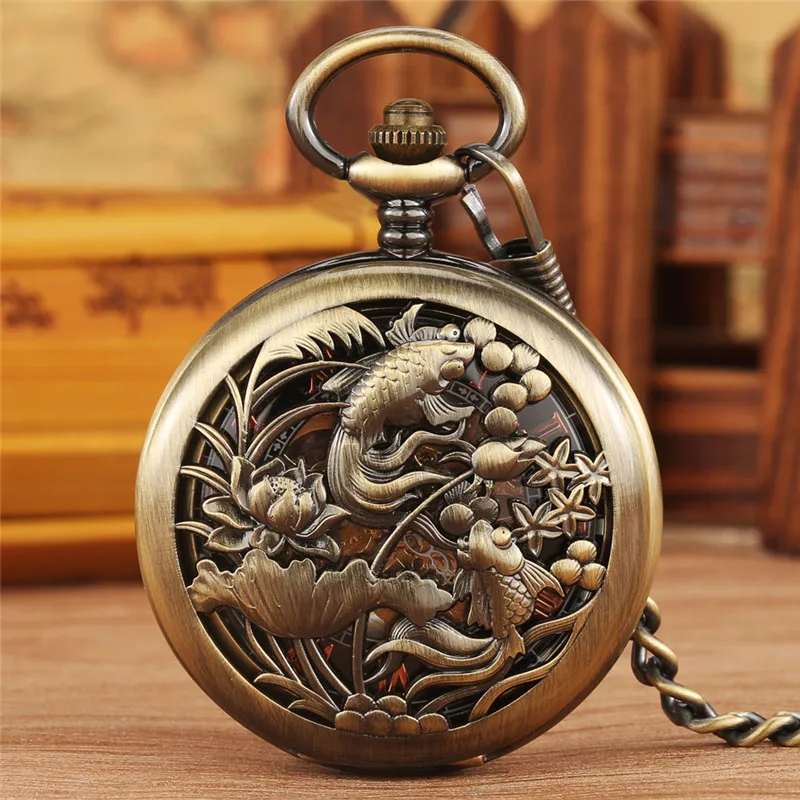 Bronze Silver Hollow Out Fishes Case Unisex Handwinding Mechanical Pocket Watch Pendant Chain Clock Roman Number Dial Reloj Gift
Bronze Silver Hollow Out Fishes Case Unisex Handwinding Mechanical Pocket Watch Pendant Chain Clock Roman Number Dial Reloj Gift