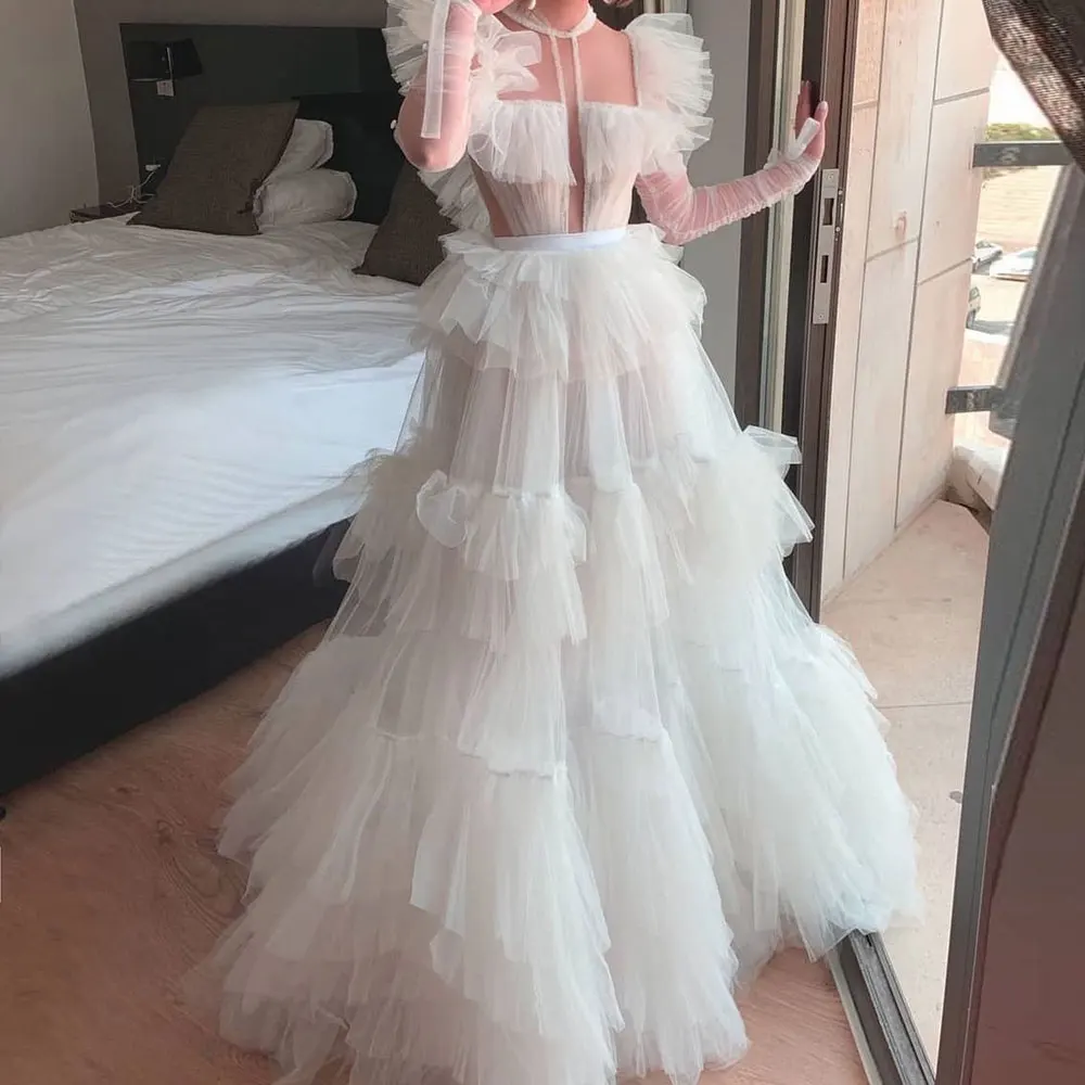 New Arrival Long Sleeves Prom Dress 2022 White Long Evening Party Gown Pleats Backless Illusion Neck Custom Made Bride Dress
New Arrival Long Sleeves Prom Dress 2022 White Long Evening Party Gown Pleats Backless Illusion Neck Custom Made Bride Dress