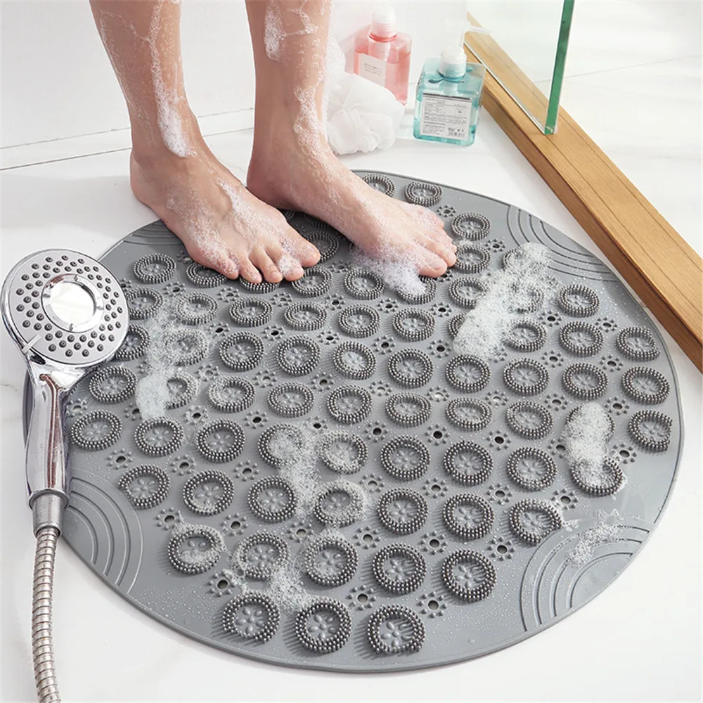 Textured Surface Round Shower Mat Anti-slip Bath Mats With Drain Hole Massage Round In Middle For Shower Stall Bathroom Floor
Textured Surface Round Shower Mat Anti-slip Bath Mats With Drain Hole Massage Round In Middle For Shower Stall Bathroom Floor