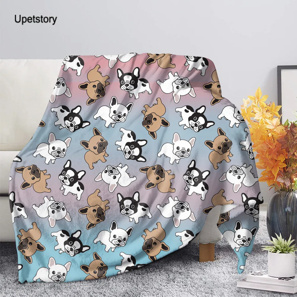 

Upetstory-mantas de lana con estampado de perro Pug para niños y adultos, manta suave y cálida para dormitorio, cama, sofá