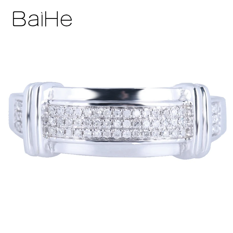 

BAIHE Real Solid 10K White Gold H/SI 0.25ct Natural Diamond Ring Men Fine Jewelry Making Anillo męski pierścionek z brylantem