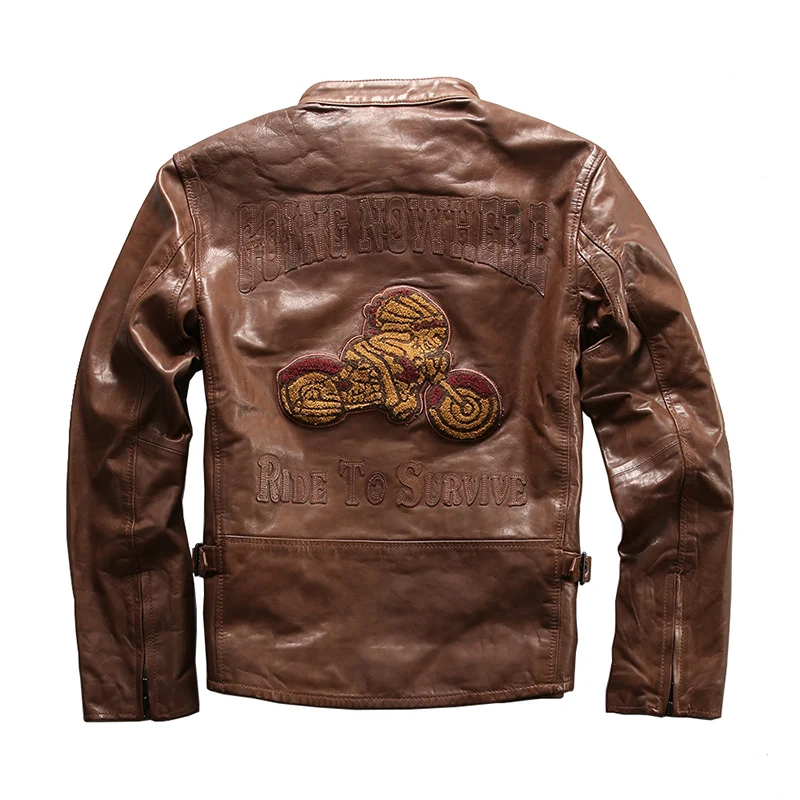 New Arrival motorcycle genuine leather men cowskin slim fit men's biker jacket Casual black coat 
New Arrival motorcycle genuine leather men cowskin slim fit men's biker jacket Casual black coat