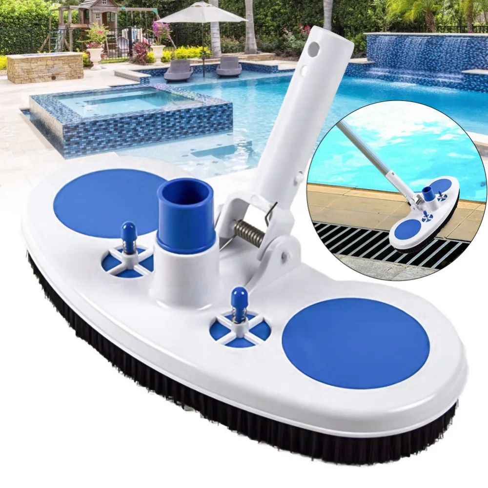 

Swimming Pool Suction Vacuum Head Brush Cleaner Hard Curved Cleaning Tools Wall & Floor Brush Bristles Cleaner Broom Hot Tub