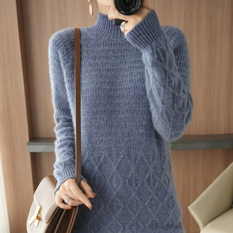 2021 The New Women's Solid Wool Knitted Sweate Mid-length Round Collar Loose Sweater Large Size Sweater
2021 The New Women's Solid Wool Knitted Sweate Mid-length Round Collar Loose Sweater Large Size Sweater
