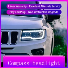 for Jeep Compass Headlight 2012-2016 Compass LED Headlight DRL Hid Head Lamp Angel Eye Bi Xenon Projector