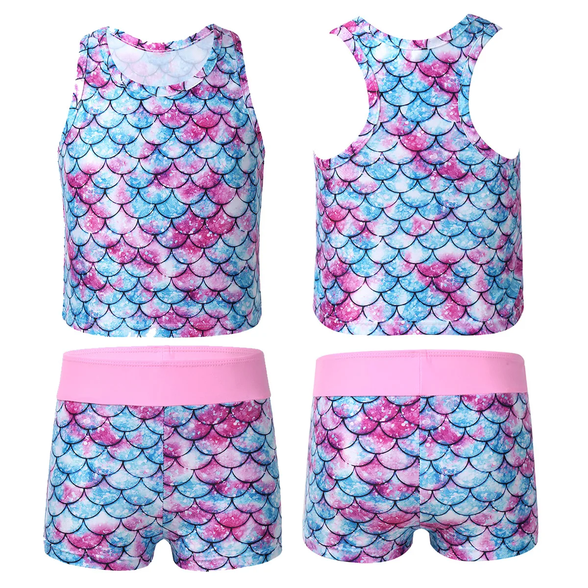 Kids Girls Tankini Mermaid Ballet Dance Fish Scales Printed Swimsuit Swimwear Bathing Suit Set Tops with Bottoms Dancewear Sets
Kids Girls Tankini Mermaid Ballet Dance Fish Scales Printed Swimsuit Swimwear Bathing Suit Set Tops with Bottoms Dancewear Sets