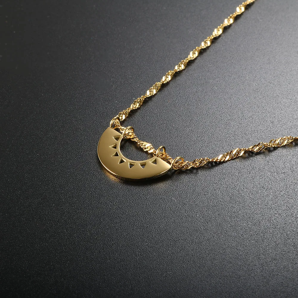 ZMFashion Trendy Crescent Moon Pendant Women Necklace Stainless Steel Hollow Triangle Water Wave Chains Aesthetic Choker Jewelry
ZMFashion Trendy Crescent Moon Pendant Women Necklace Stainless Steel Hollow Triangle Water Wave Chains Aesthetic Choker Jewelry
