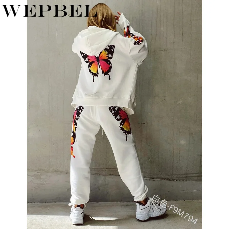 Mandylandy Women Butterfly Print Tracksuit Lady Sport 2 Piece Set Zipper Hooded Coat Top + Drawstring Waist Pants Female Outfits
Mandylandy Women Butterfly Print Tracksuit Lady Sport 2 Piece Set Zipper Hooded Coat Top + Drawstring Waist Pants Female Outfits