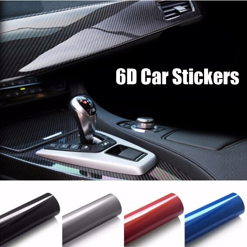 

152cm x 10cm Car Stickers High Glossy 6D Carbon Fiber Wrapping Film Motorcycle Tablet Stickers Decals Accessories Car Styling