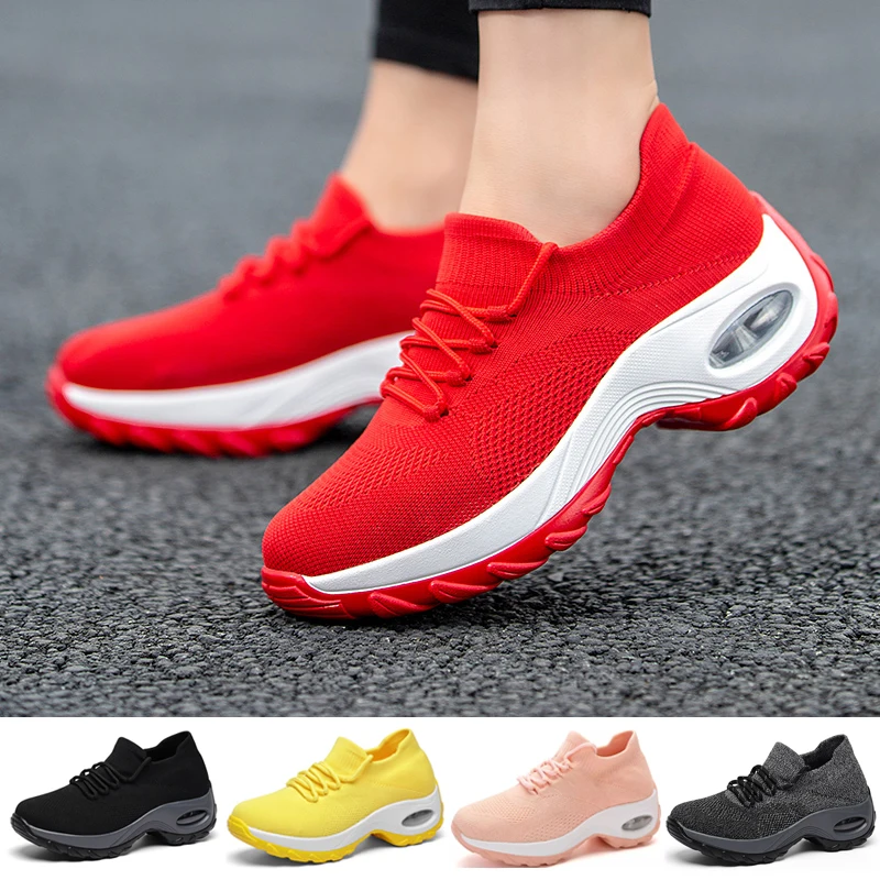 Women Tennis Shoes Air Cushion Red Sports Shoes High Heels Mesh Lace-up Female Sock Footwear Outdoor Thick Bottom Women Sneakers
Women Tennis Shoes Air Cushion Red Sports Shoes High Heels Mesh Lace-up Female Sock Footwear Outdoor Thick Bottom Women Sneakers