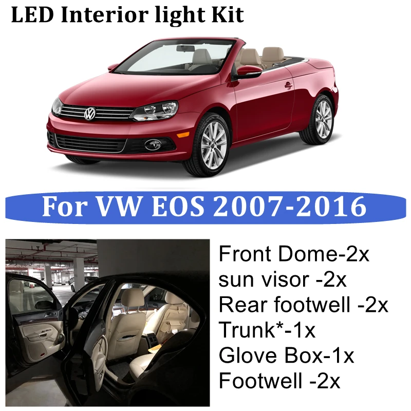 ErrorFree Auto Led Bulbs for VW EOS 2007-2016 Car LED Interior Light Kit Dome Lamp accessories EOS interior light
ErrorFree Auto Led Bulbs for VW EOS 2007-2016 Car LED Interior Light Kit Dome Lamp accessories EOS interior light