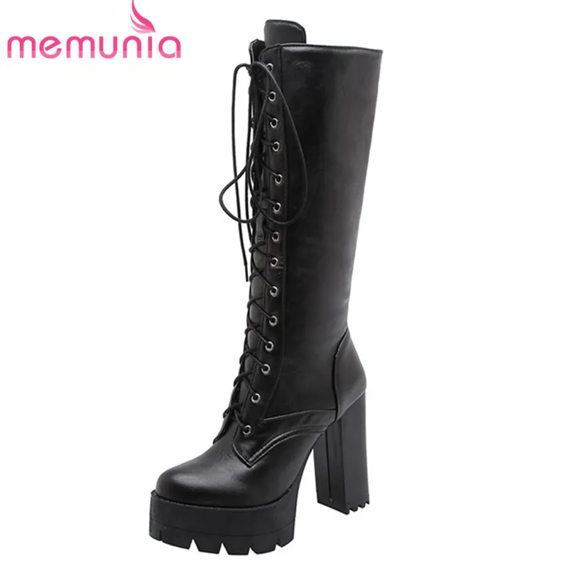 MEMUNIA 2020 hot sale autumn winter high heel platform boots women lace up round toe sexy party prom shoes woman knee high boots 
MEMUNIA 2020 hot sale autumn winter high heel platform boots women lace up round toe sexy party prom shoes woman knee high boots