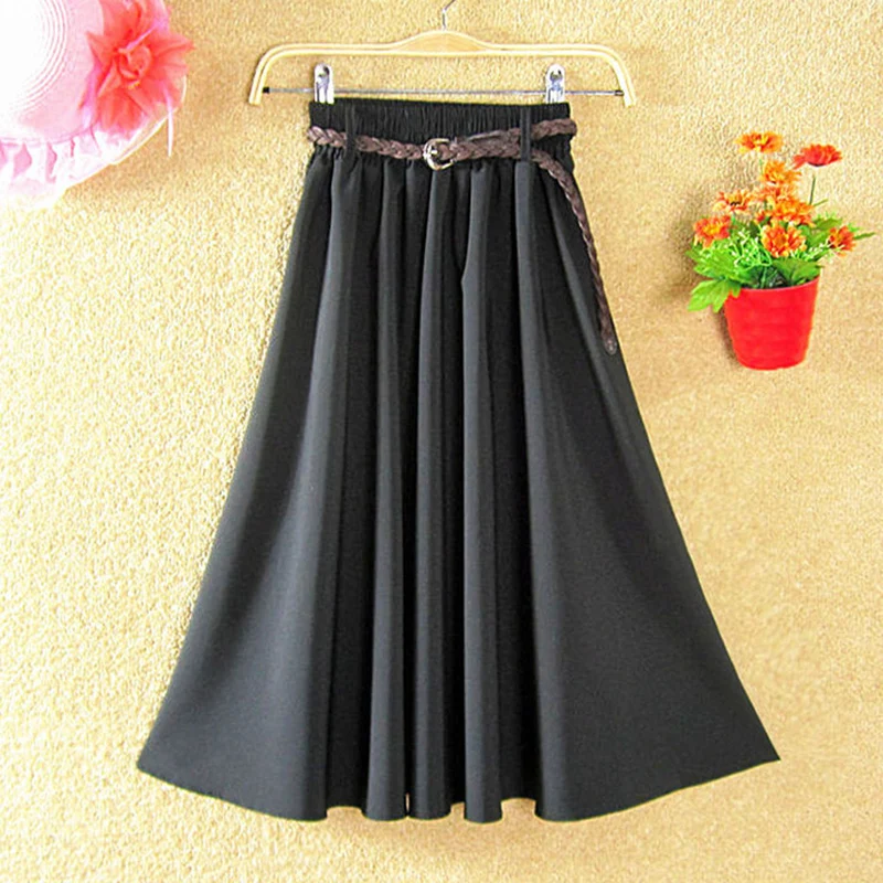 Spring And Fall Skirt Midi Knee Length Summer Skirt Women With Belt Fashion Ladies High Waist Pleated A-line School Skirt Female
Spring And Fall Skirt Midi Knee Length Summer Skirt Women With Belt Fashion Ladies High Waist Pleated A-line School Skirt Female