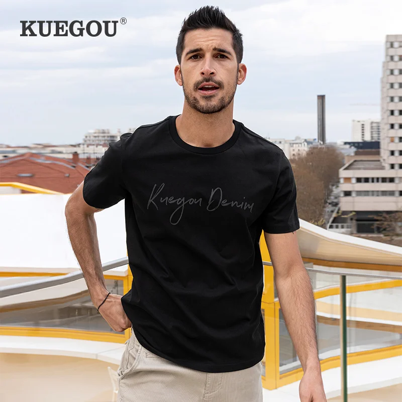 KUEGOU 100% Cotton Clothing Men's T-shirt Short Sleeve Fashion Letter Print Tshirt Summer High Quality Top Plus Size ZT-90001
KUEGOU 100% Cotton Clothing Men's T-shirt Short Sleeve Fashion Letter Print Tshirt Summer High Quality Top Plus Size ZT-90001