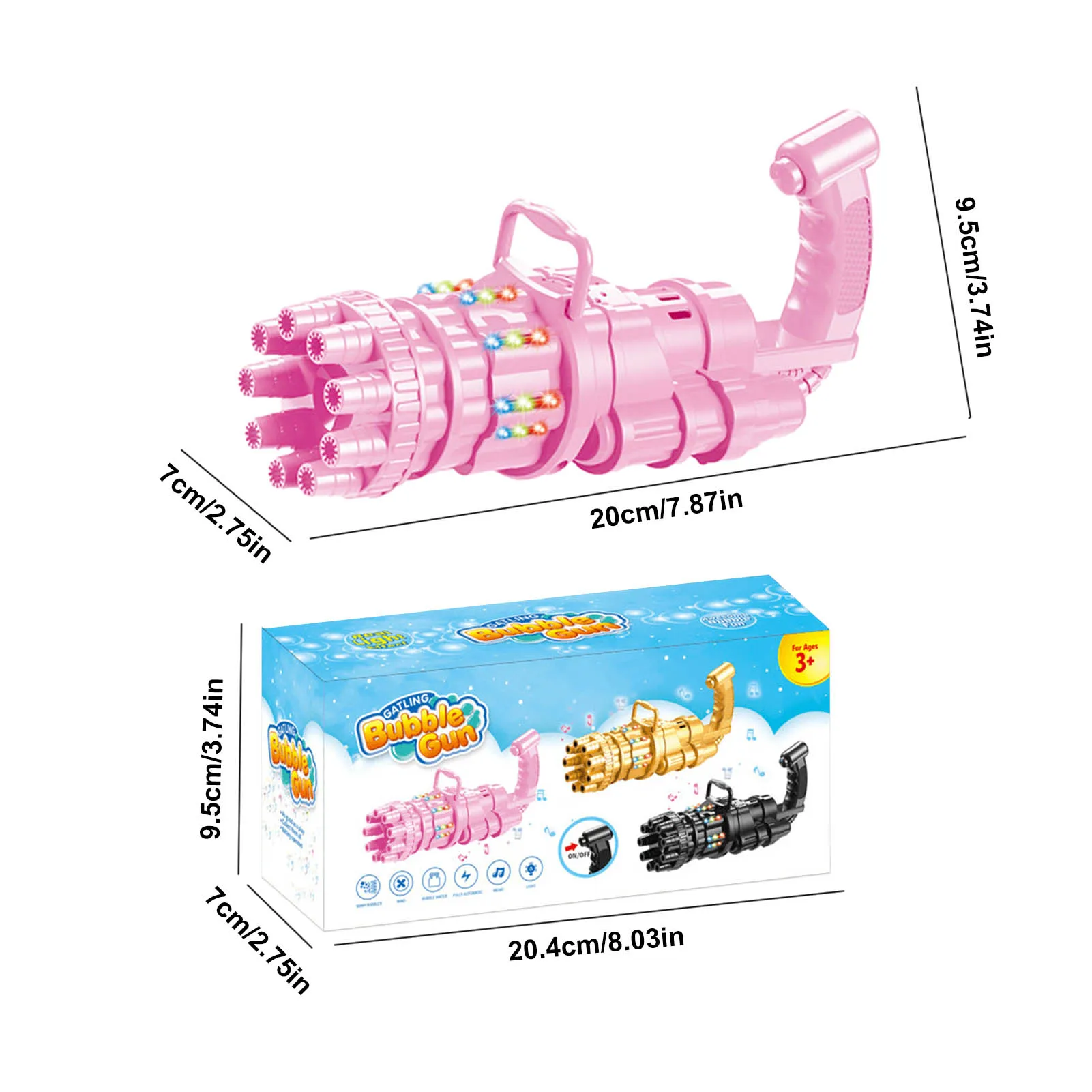 Gatling Bubble Machine Automatic Bubble Blower Shooter With Light Music Outdoor Toys For Children Gift Electric Soap Bubble Gun
Gatling Bubble Machine Automatic Bubble Blower Shooter With Light Music Outdoor Toys For Children Gift Electric Soap Bubble Gun
