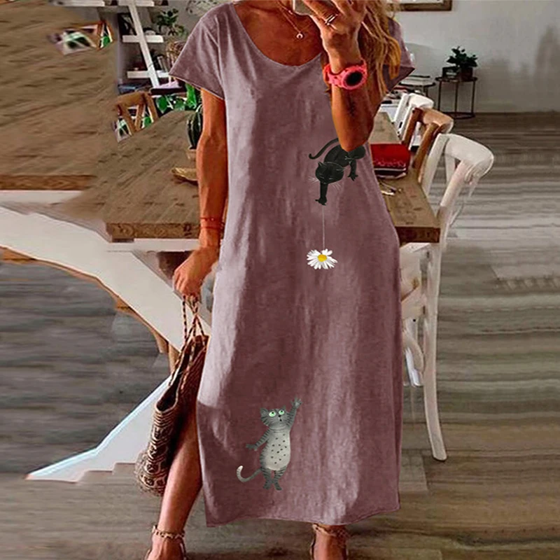 Cotton Dress 2021 New Women Cats Floral Butterfly Print Summer Dress Elegant Retro O Neck Short Sleeve Slit Party Dress Vestidos
Cotton Dress 2021 New Women Cats Floral Butterfly Print Summer Dress Elegant Retro O Neck Short Sleeve Slit Party Dress Vestidos