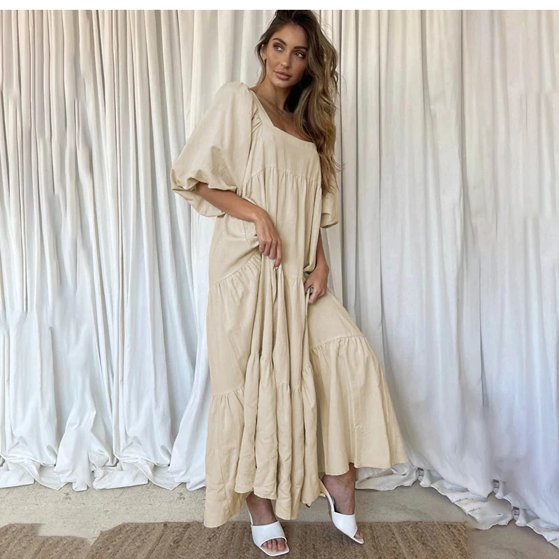 2021 New Summer Boho Dress Fashion Square Collar Casual Loose Puff Sleeve Black Beach Party Maxi Dresses For Women Robe Femme
2021 New Summer Boho Dress Fashion Square Collar Casual Loose Puff Sleeve Black Beach Party Maxi Dresses For Women Robe Femme