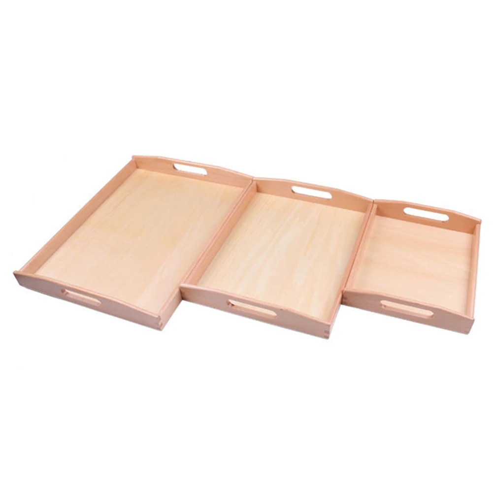 

Wooden Montessori Tray Set Montessori Practical Life Materials Small Tray Teaching Receive Pallet Early Education Preschool Toys