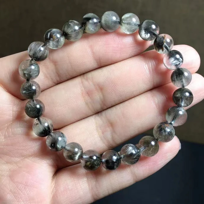 Black Natural Silver Brookite Platinum Rutilated Quartz Crystal Bracelet 8mm Clear Round Beads Woman Man Gift Gemstone AAAAAA
Black Natural Silver Brookite Platinum Rutilated Quartz Crystal Bracelet 8mm Clear Round Beads Woman Man Gift Gemstone AAAAAA