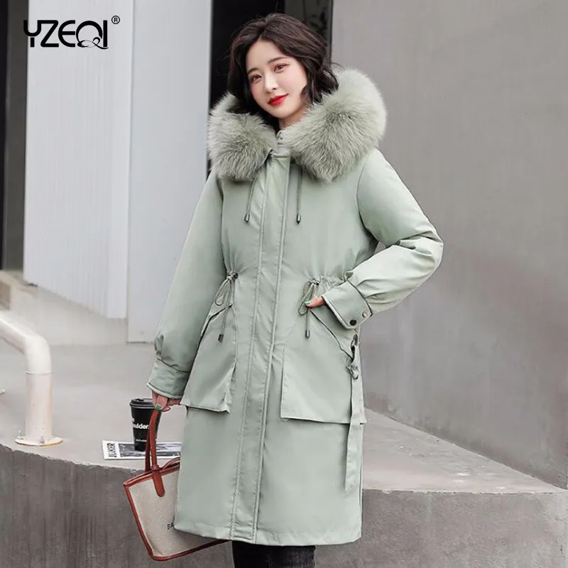 Yzeqi Long Winter Coat Women Hooded Cotton Padded Jackets Female Down Parka Fashion Warm Winter Loose Big Fur Collar Jacket Coat
Yzeqi Long Winter Coat Women Hooded Cotton Padded Jackets Female Down Parka Fashion Warm Winter Loose Big Fur Collar Jacket Coat