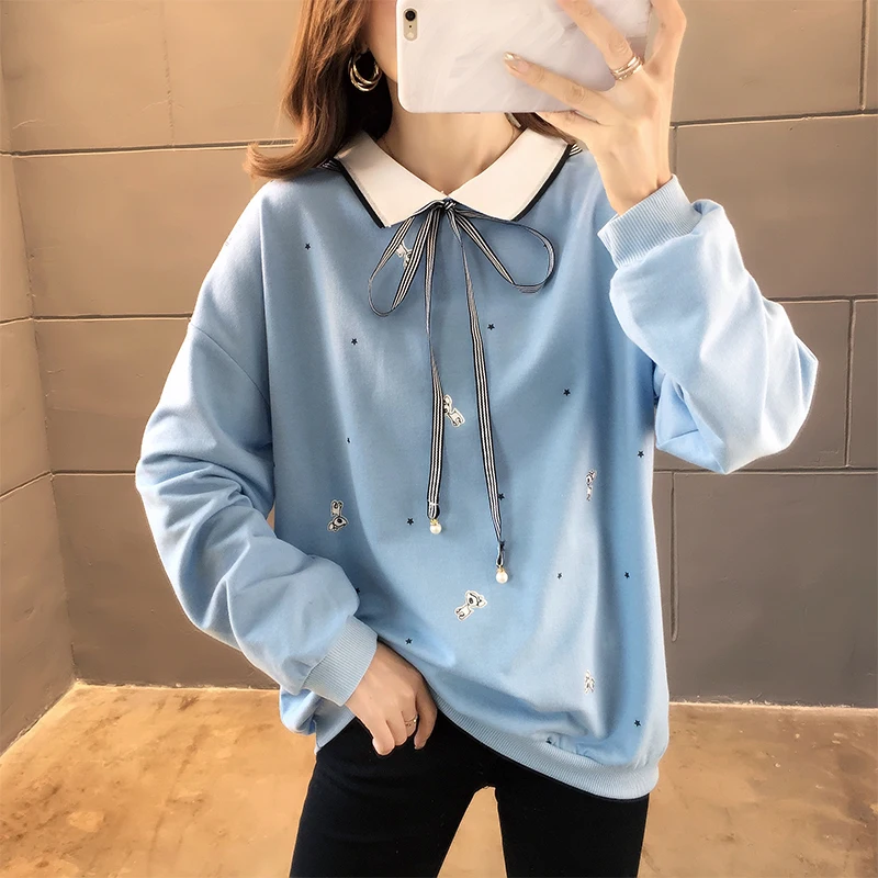 P127 Питер Пэн воротник галстук Бесплатная доставка толстовки sudadera kawaii Толстовка