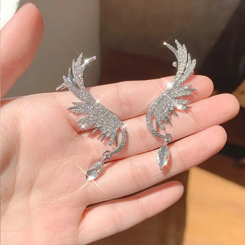 Advanced angel wing ear cuff earrings in 2021 new fashion personality 925 earring