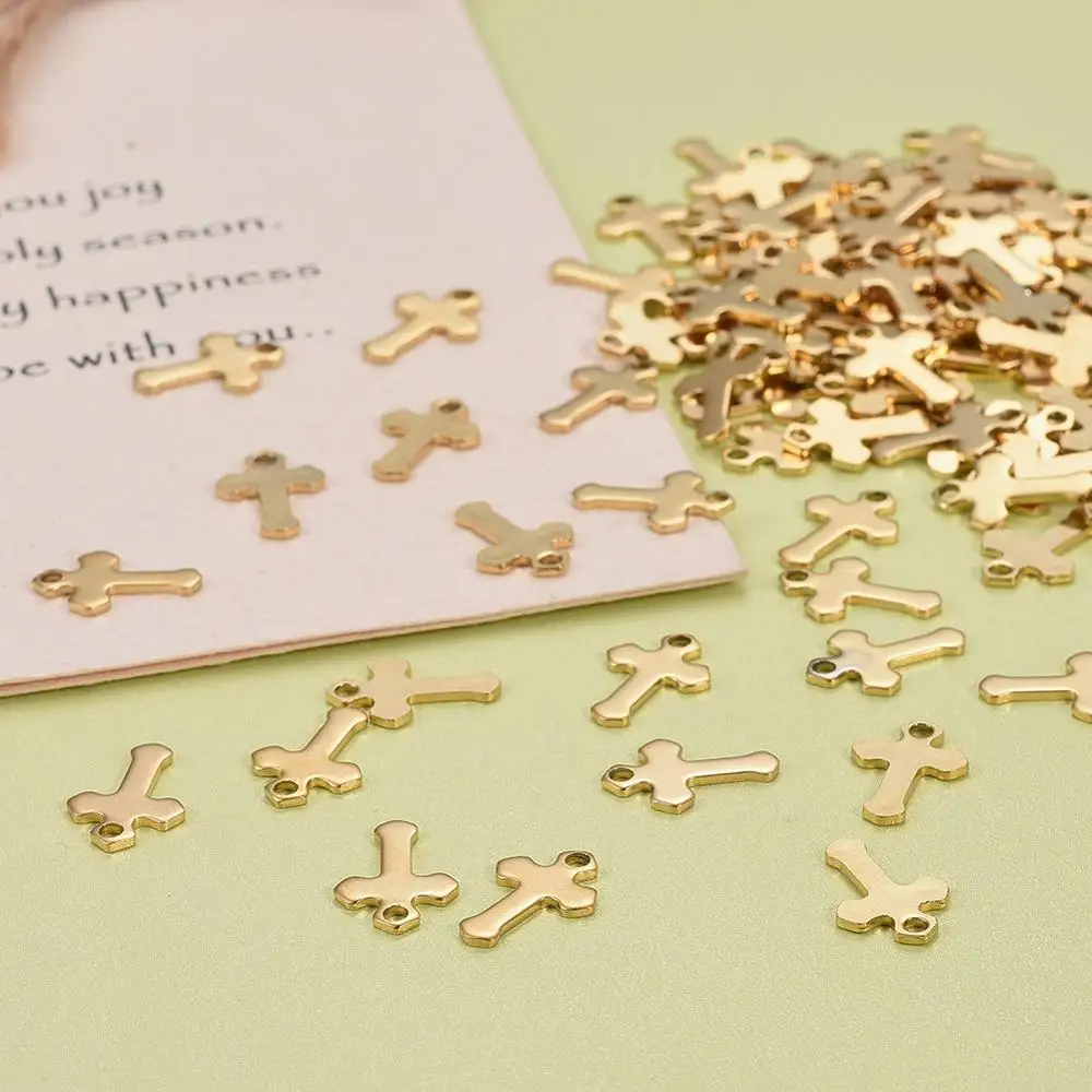 100pcs 304 Stainless Steel Cross Charms Golden for Necklace Bracelet Jewelry Making 15x10x1mm, Hole: 2mm
100pcs 304 Stainless Steel Cross Charms Golden for Necklace Bracelet Jewelry Making 15x10x1mm, Hole: 2mm