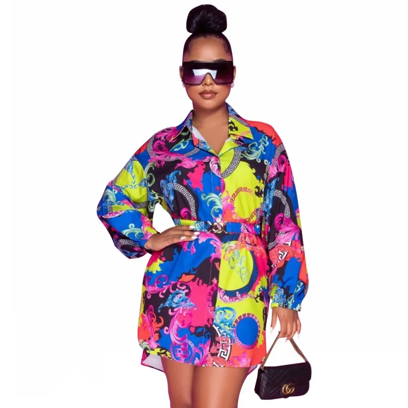 Loose Short Shirt Dress Women Single Breasted Full Sleeve Outfits Autumn New Fashion Print Elegant Chic Office Lady Dresses 2021
Loose Short Shirt Dress Women Single Breasted Full Sleeve Outfits Autumn New Fashion Print Elegant Chic Office Lady Dresses 2021