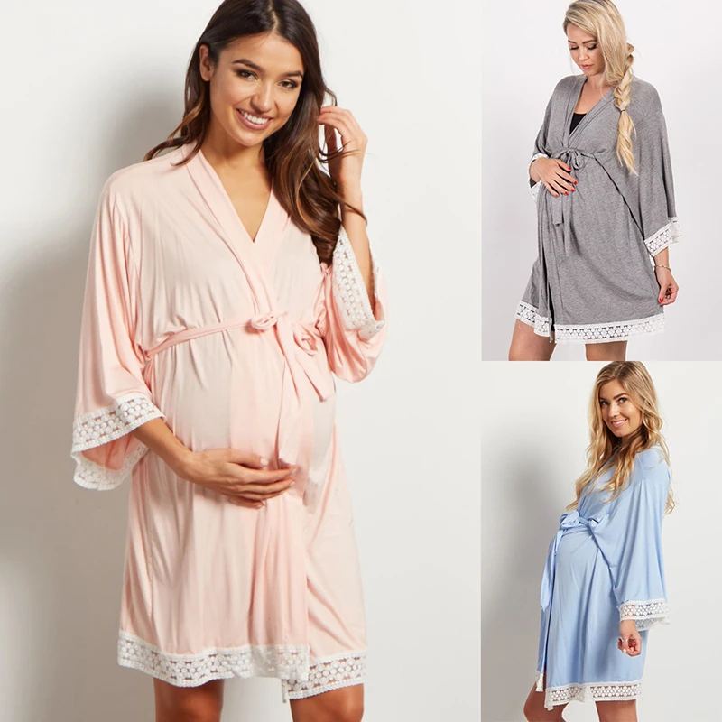 Maternity nightdress solid color maternity dress lace stitching three-quarter sleeve lace cardigan nursing pajama mother clothes
Maternity nightdress solid color maternity dress lace stitching three-quarter sleeve lace cardigan nursing pajama mother clothes