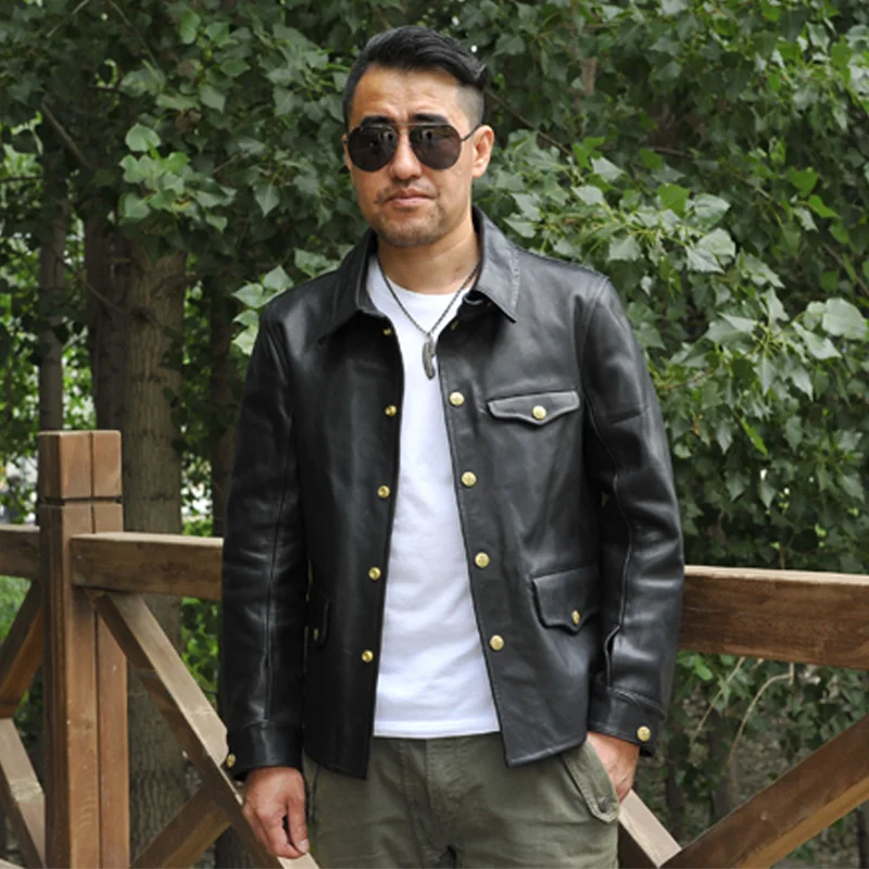 2021 Black Casual Style Genuine Leather Jacket Men Single Breasted Large Size 3XL Real Natural Horsehide Slim Fit Spring Coat
2021 Black Casual Style Genuine Leather Jacket Men Single Breasted Large Size 3XL Real Natural Horsehide Slim Fit Spring Coat