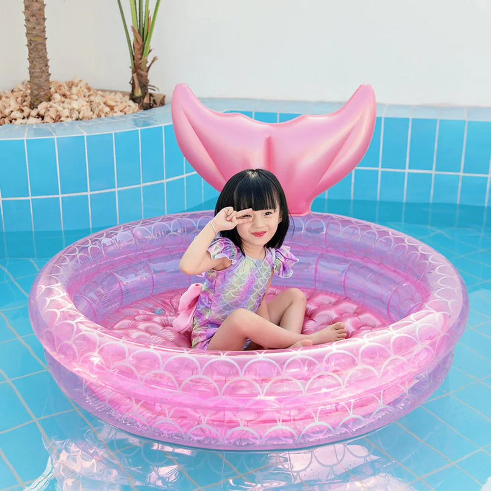 Summer Inflatable Glitter Pool PVC Safety Multifunction Portable Kids Round Floating Bed Bathtub Basin Toys Air Mattress Floatin