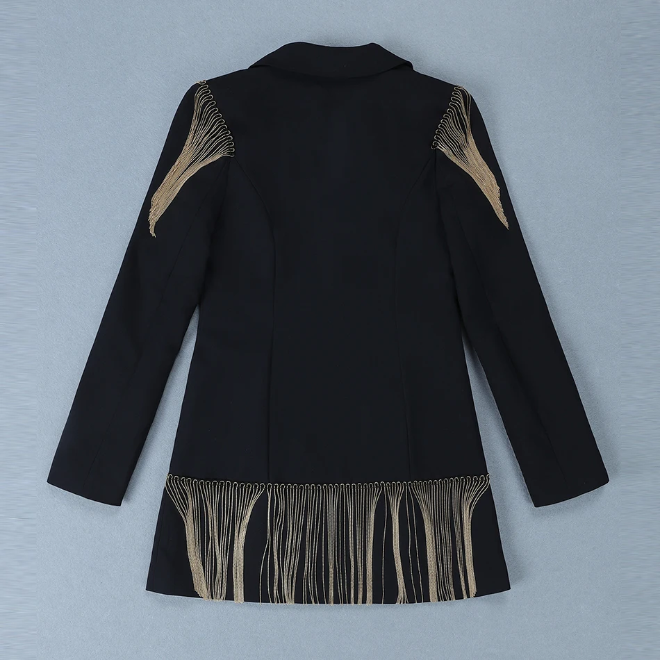 New Winter Women's Bodycon Windbreaker Sexy Black Long Sleeve Tassel Double-breasted Celebrity Runway Party Jacket Windbreaker
New Winter Women's Bodycon Windbreaker Sexy Black Long Sleeve Tassel Double-breasted Celebrity Runway Party Jacket Windbreaker