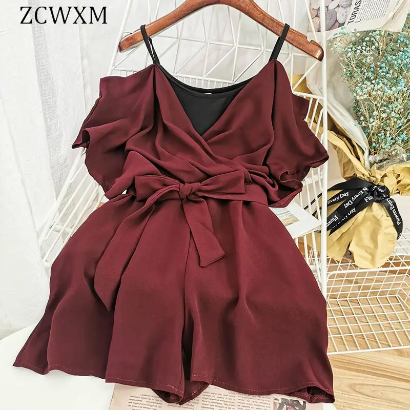 ZCWXM 2021 Summer Women Bodysuits Sexy Camisole Shoulderless Sashes Slim Wasit Chiffon Wide Leg Black/Blue Jumbsuits Fashion
ZCWXM 2021 Summer Women Bodysuits Sexy Camisole Shoulderless Sashes Slim Wasit Chiffon Wide Leg Black/Blue Jumbsuits Fashion