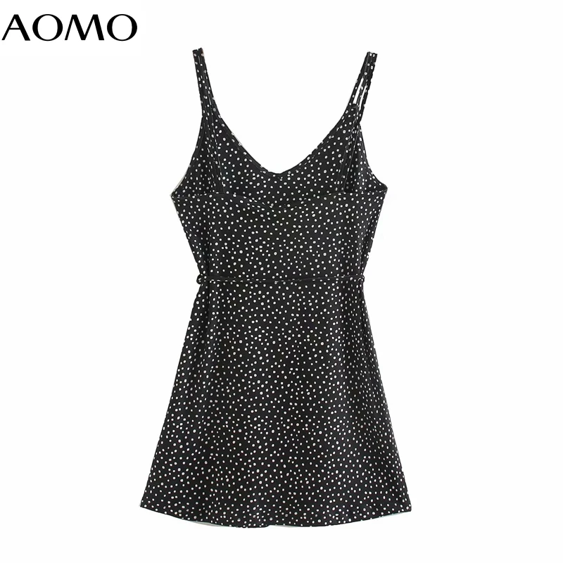 AOMO women dots print beach dress with slash strap sleeveless backless females mini dresses vestidos 4M35A
AOMO women dots print beach dress with slash strap sleeveless backless females mini dresses vestidos 4M35A