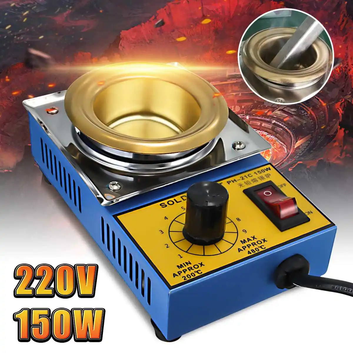 High Quality Temperature Controlled Soldering Pot Melting Tin Pot Tin Cans 220V 150W
High Quality Temperature Controlled Soldering Pot Melting Tin Pot Tin Cans 220V 150W