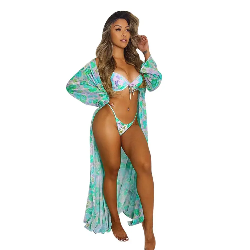 Sexy Women Three Pieces Bikini Sets Holiday Beach Women Sexy Floral Printing Summer Lace-up Bra + Underwear + Long Cardigan Suit
Sexy Women Three Pieces Bikini Sets Holiday Beach Women Sexy Floral Printing Summer Lace-up Bra + Underwear + Long Cardigan Suit