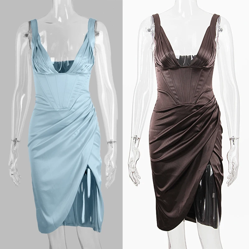 FAKUNTN Fishbone Party Dresses For Women 2021 Sexy V Neck Sleeveless High Split Sundress Brown Evening Women's Summer Dress Robe
FAKUNTN Fishbone Party Dresses For Women 2021 Sexy V Neck Sleeveless High Split Sundress Brown Evening Women's Summer Dress Robe