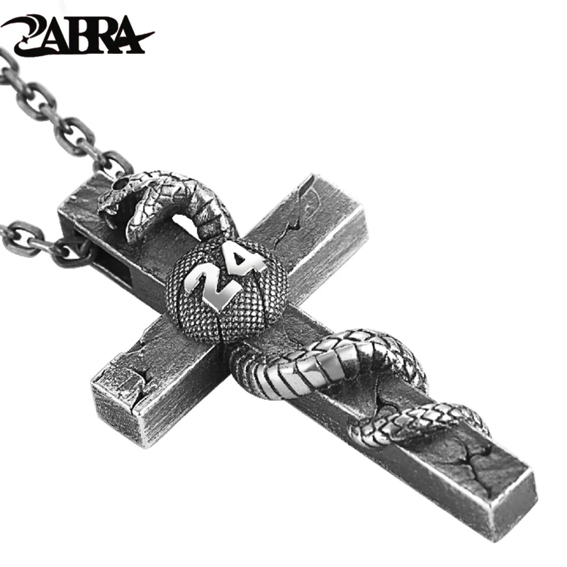 ZABRA Kobe Souvenir Jewelry Number 24 Mamba Cross Pendant 925 Sterling Silver Vintage Hip Hop Rock Punk | Украшения и аксессуары