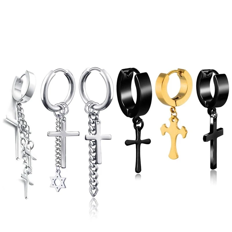 Pendant Korean Style Fashion Titanium Steel Cross Stud Earring for Women Men Piercing Earring Black Gold Silver Color Wholesal
Pendant Korean Style Fashion Titanium Steel Cross Stud Earring for Women Men Piercing Earring Black Gold Silver Color Wholesal