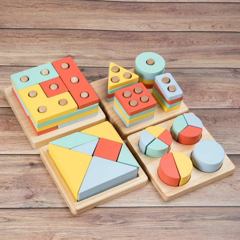 Montessori Wooden Building Block Puzzle Four-piece Set of Early Childhood Education Geometry Teaching Aids Shape Matching Board
Montessori Wooden Building Block Puzzle Four-piece Set of Early Childhood Education Geometry Teaching Aids Shape Matching Board