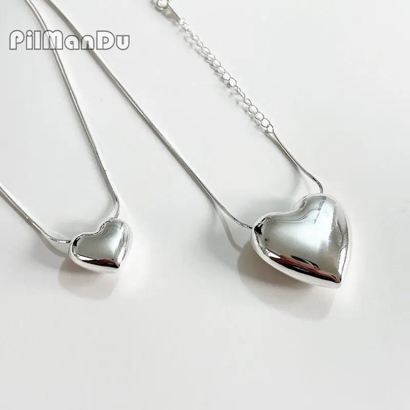 PilManDu S925 Sterling Silver Romantic Heart Pendant Necklaces With Snake Chain For Women Wedding Anniversary Fine Jewelry
PilManDu S925 Sterling Silver Romantic Heart Pendant Necklaces With Snake Chain For Women Wedding Anniversary Fine Jewelry
