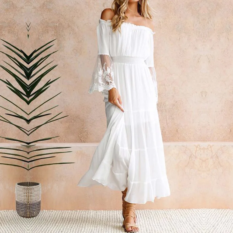 Summer Sundress Long Women White Beach Dress Strapless Long Sleeve Loose Sexy Off Shoulder Lace Boho Cotton Maxi Dress
Summer Sundress Long Women White Beach Dress Strapless Long Sleeve Loose Sexy Off Shoulder Lace Boho Cotton Maxi Dress
