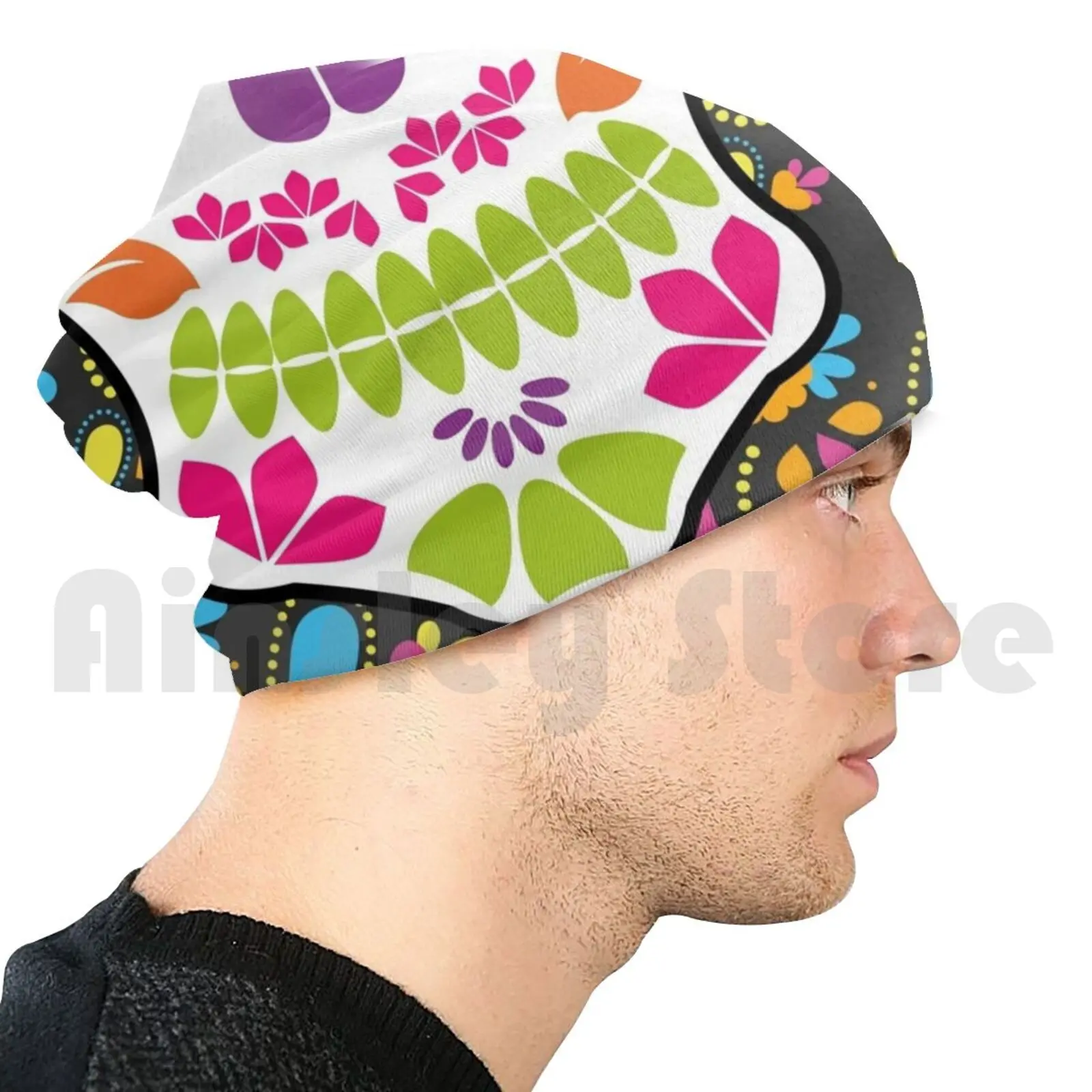 

Calavera Sugar Skull Beanies Pullover Cap Comfortable Sugar Skull Day Of The Dead Dia De Los Muertos Flowers Mexican