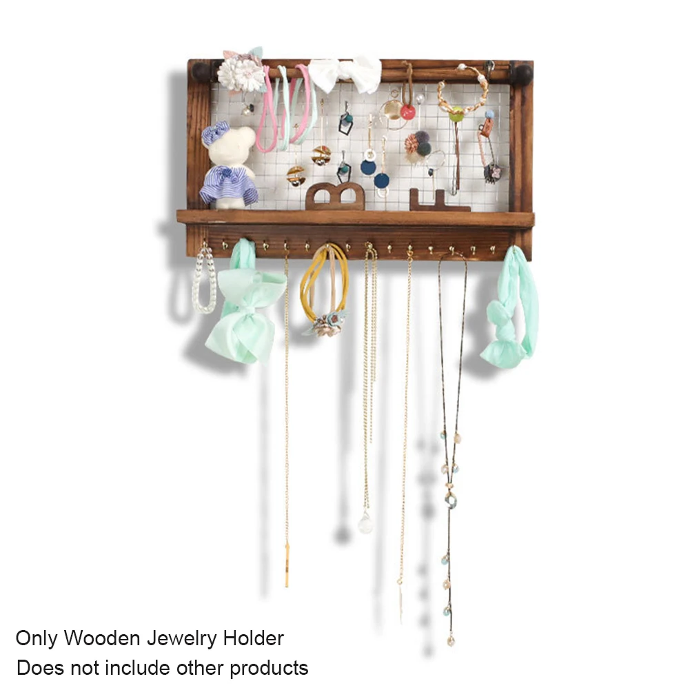16 Hooks Bedroom Display With Shelf Wall Mounted Easy Install Storage Rack Bracelet Organizer Gift Storing Wooden Jewelry Holder
16 Hooks Bedroom Display With Shelf Wall Mounted Easy Install Storage Rack Bracelet Organizer Gift Storing Wooden Jewelry Holder