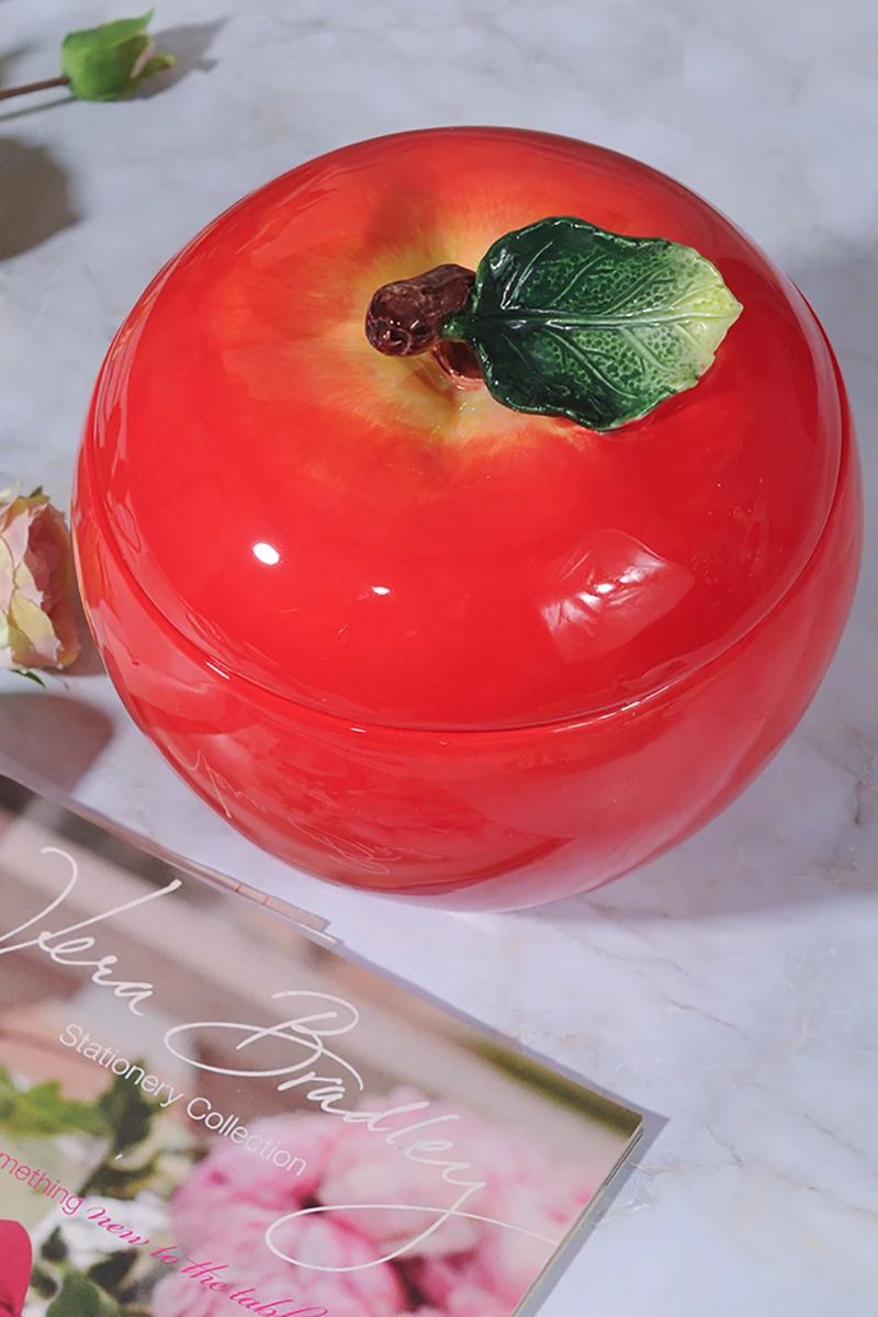 Creative Sculpture Ceramic Apple Candy Storage Jar Home Decor Living Room Decoration Tea Dried Fruit Jar Kitchen Food Container
Creative Sculpture Ceramic Apple Candy Storage Jar Home Decor Living Room Decoration Tea Dried Fruit Jar Kitchen Food Container