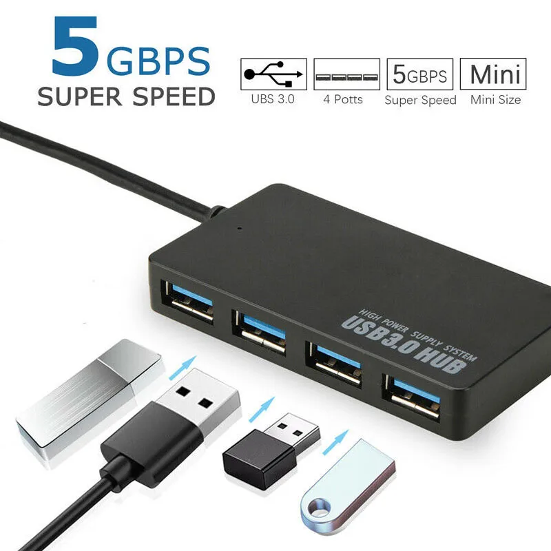 Ultra Slim USB 3.0 4 Port Multi Data Hub Expansion Splitter High Speed 5 Gbps USB Hub Adapter For MacBook PC Laptop Desktop
Ultra Slim USB 3.0 4 Port Multi Data Hub Expansion Splitter High Speed 5 Gbps USB Hub Adapter For MacBook PC Laptop Desktop